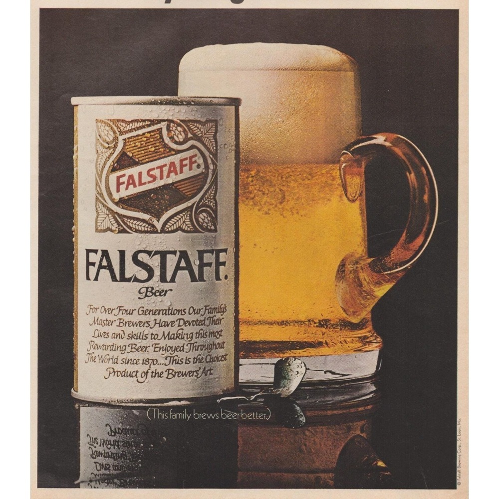 1969 Falstaff Vintage Print Ad Beer Breweriana St Louis Mo Cold Mug Bar Decor